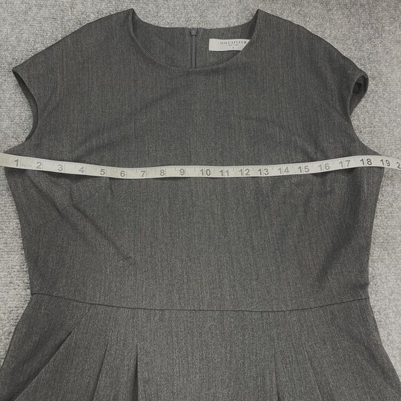 MM Lafleur Dress Womens Size 8 Cap Sleeve Zip Back Gray Pleated Front Pockets - Picture 7 of 11
